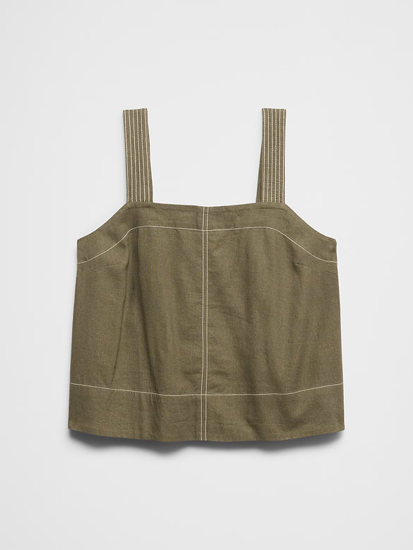 Linen-Blend Trapunto Tank