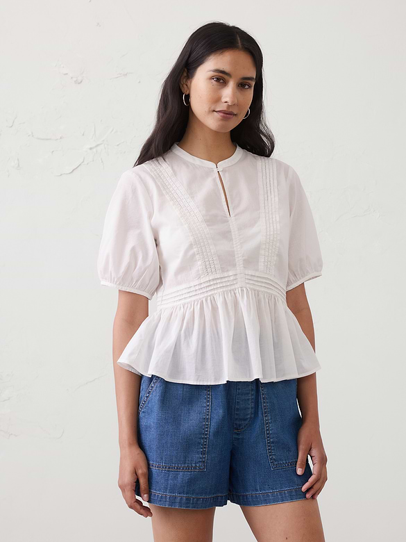 Picot Peplum-Hem Top