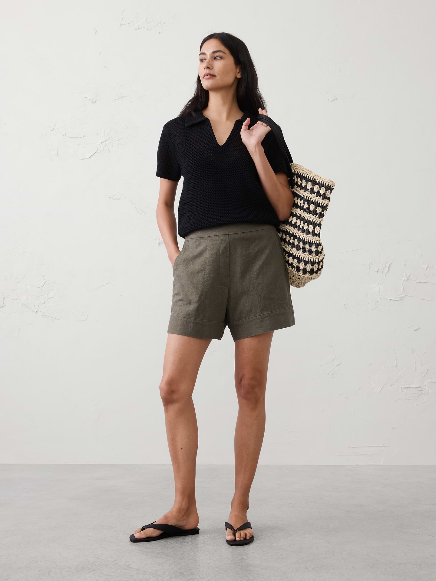Image number 1 showing, Anyday High-Rise Linen-Blend Short