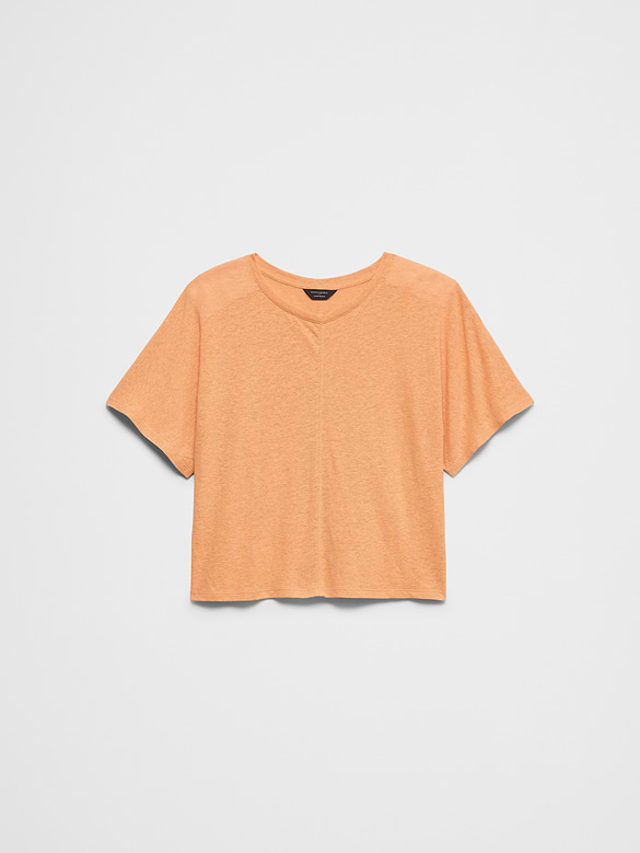 Linen-Blend Dolman-Sleeve T-Shirt