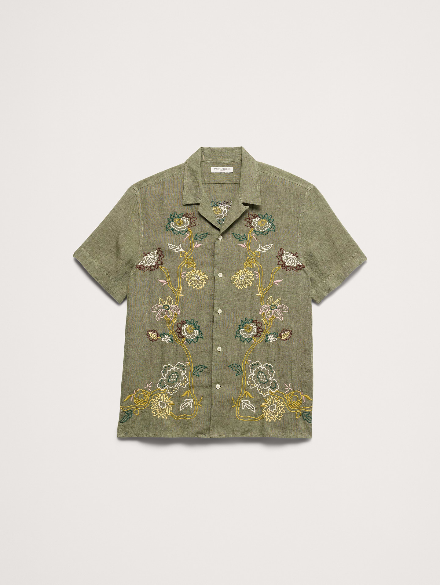 Image number 5 showing, Standard-Fit Embroidered Linen Resort Shirt