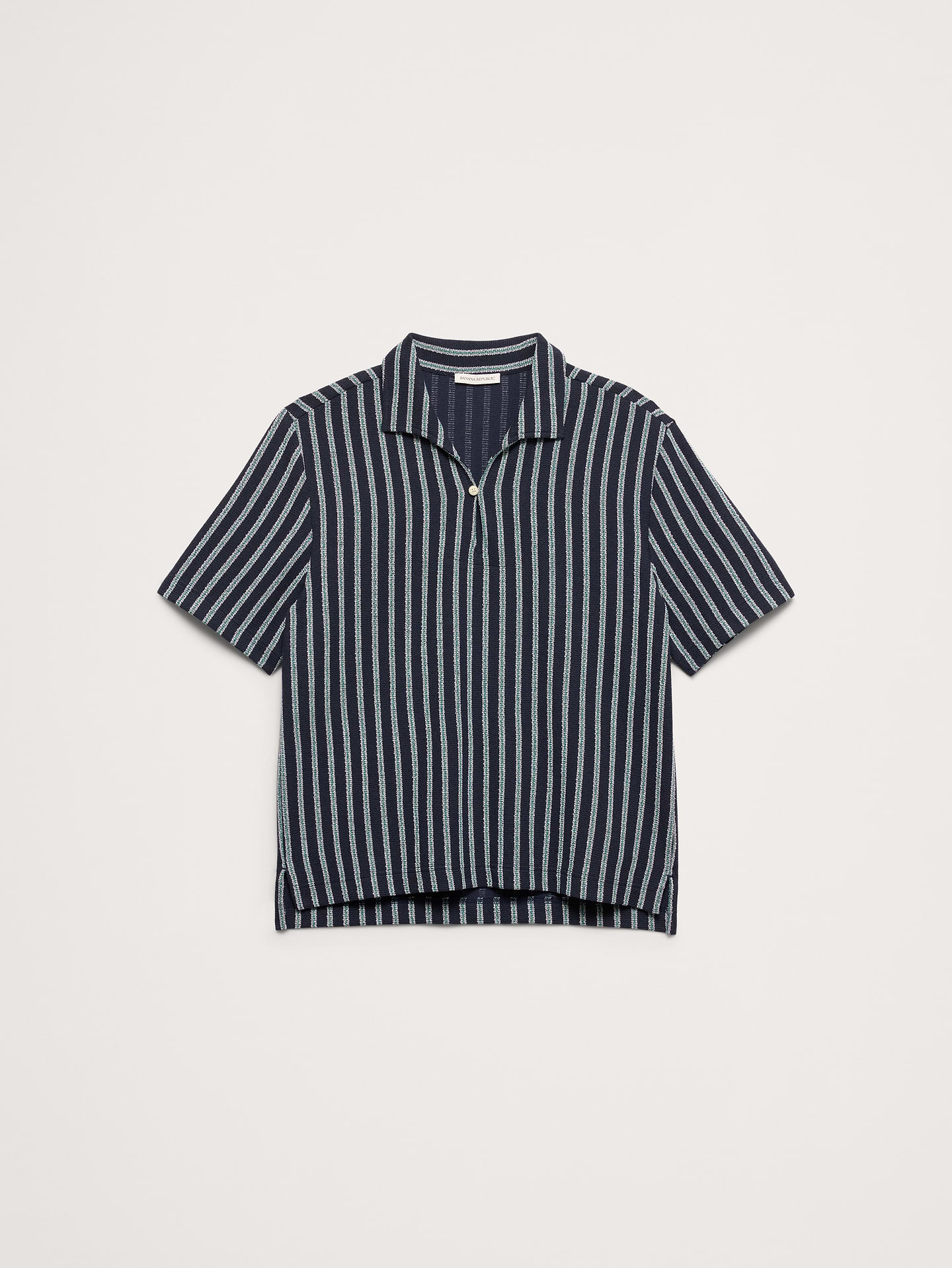 Image number 4 showing, Jacquard Stripe Open Collar Polo