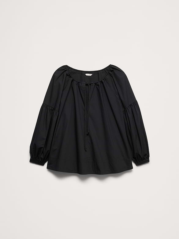 Cotton Poplin Drawstring Top