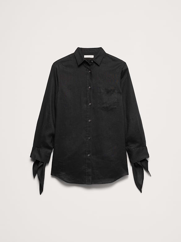 The Oversized Tie-Cuff Shirt in Linen