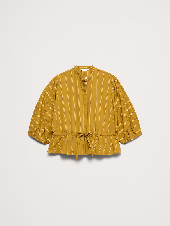 Cotton Poplin Tie-Waist Top