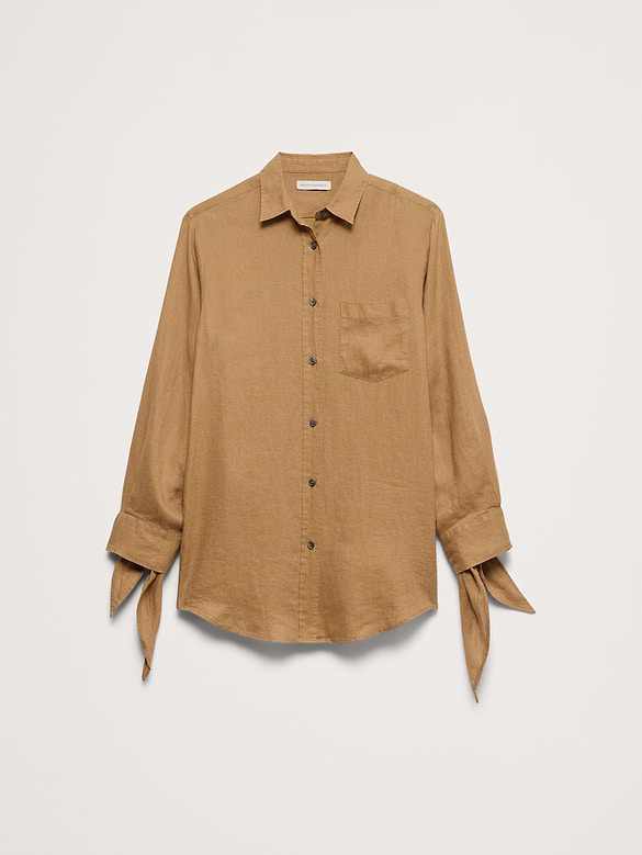The Oversized Tie-Cuff Shirt in Linen