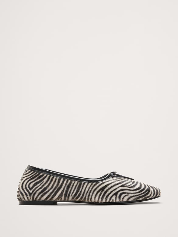 Jada Zebra Square-Toe Ballet Flat By Freda Salvador