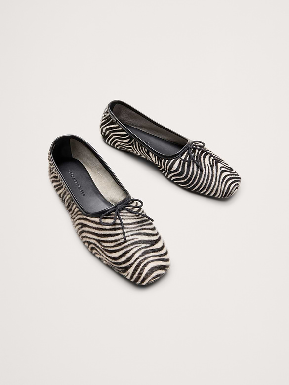 Jada Zebra Square-Toe Ballet Flat By Freda Salvador