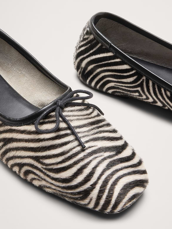 Jada Zebra Square-Toe Ballet Flat By Freda Salvador
