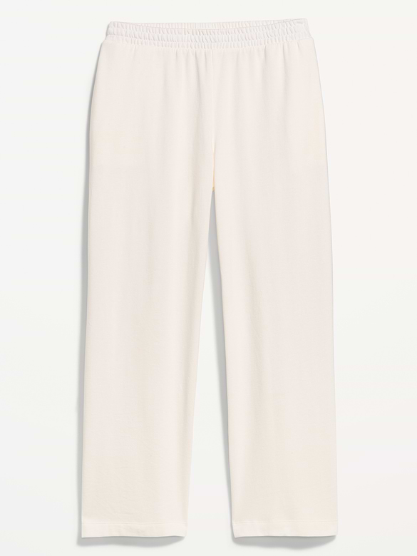 Pantalon en coton ouaté à jambe large et à taille haute PurConfort