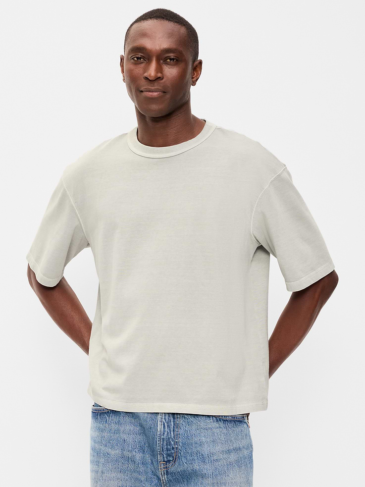 Image number 1 showing, Garment-Dyed Heavyweight Cropped T-Shirt