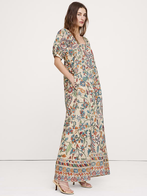 Lightweight Cotton Scoop-Neck Maxi Dress