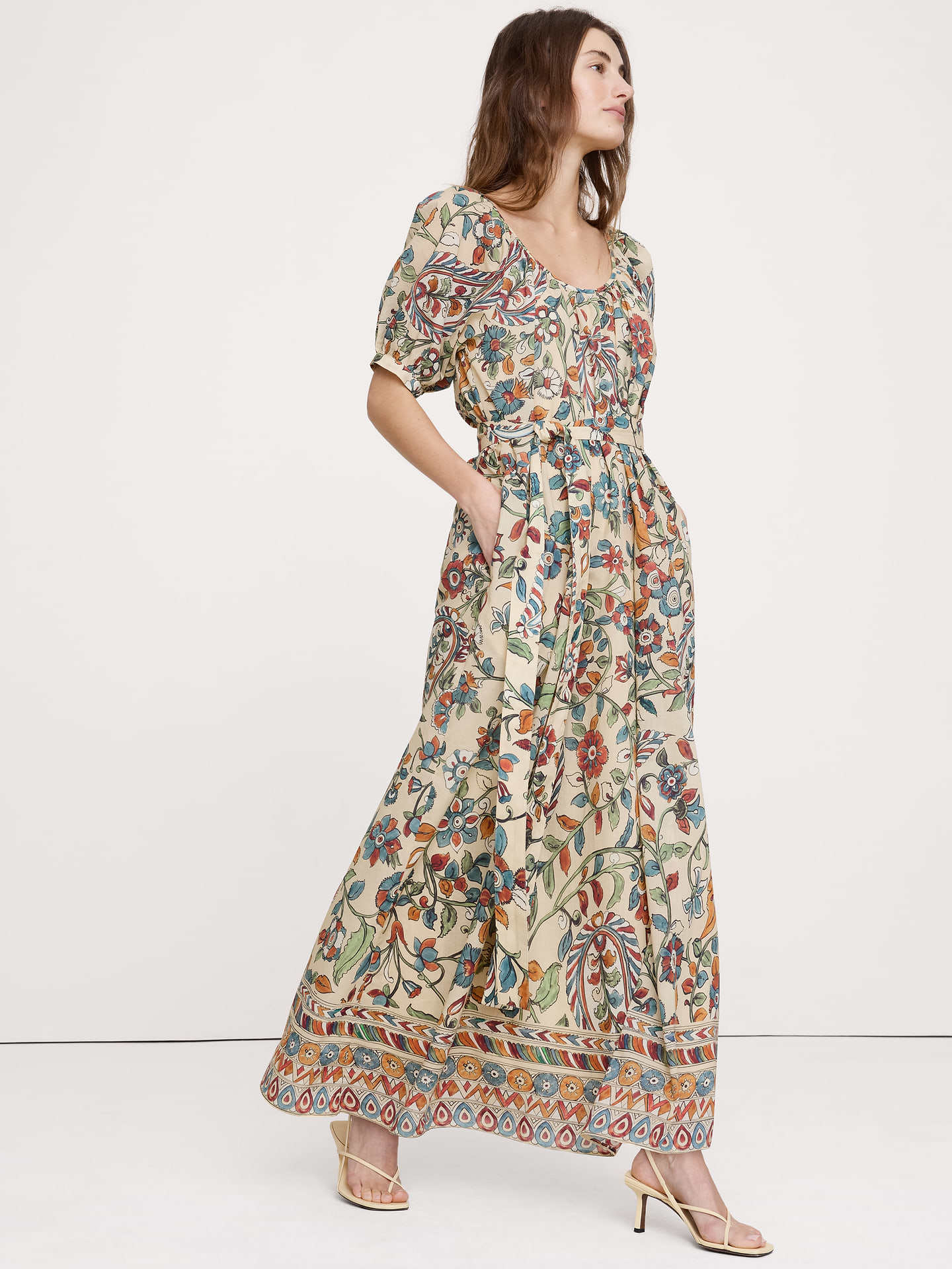 Image number 1 showing, Lightweight Cotton Scoop-Neck Maxi Dress
