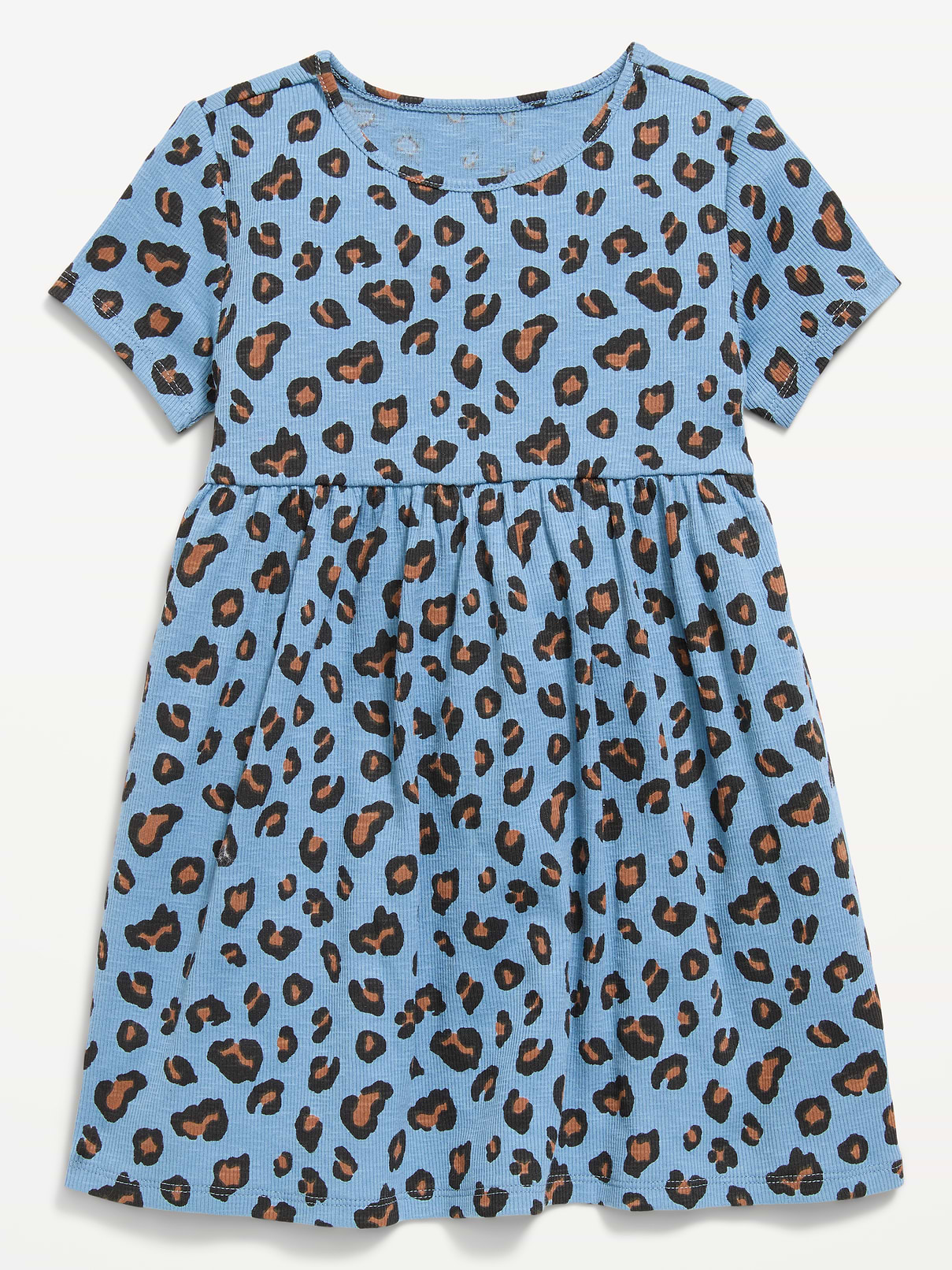 Image number 1 showing, Printed Short-Sleeve Ribbed Dress for Toddler Girls