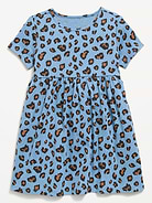 Image number 1 showing, Printed Short-Sleeve Ribbed Dress for Toddler Girls