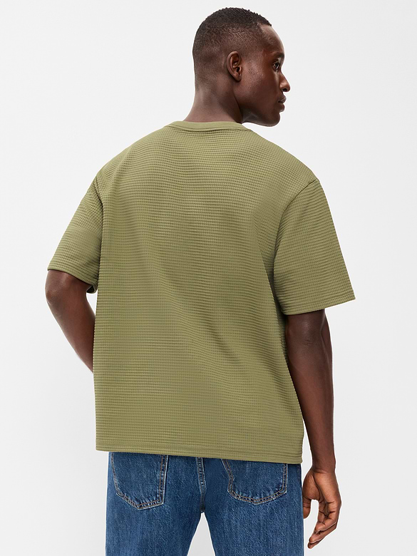 Loose Short-Sleeve Textured Waffle T-Shirt
