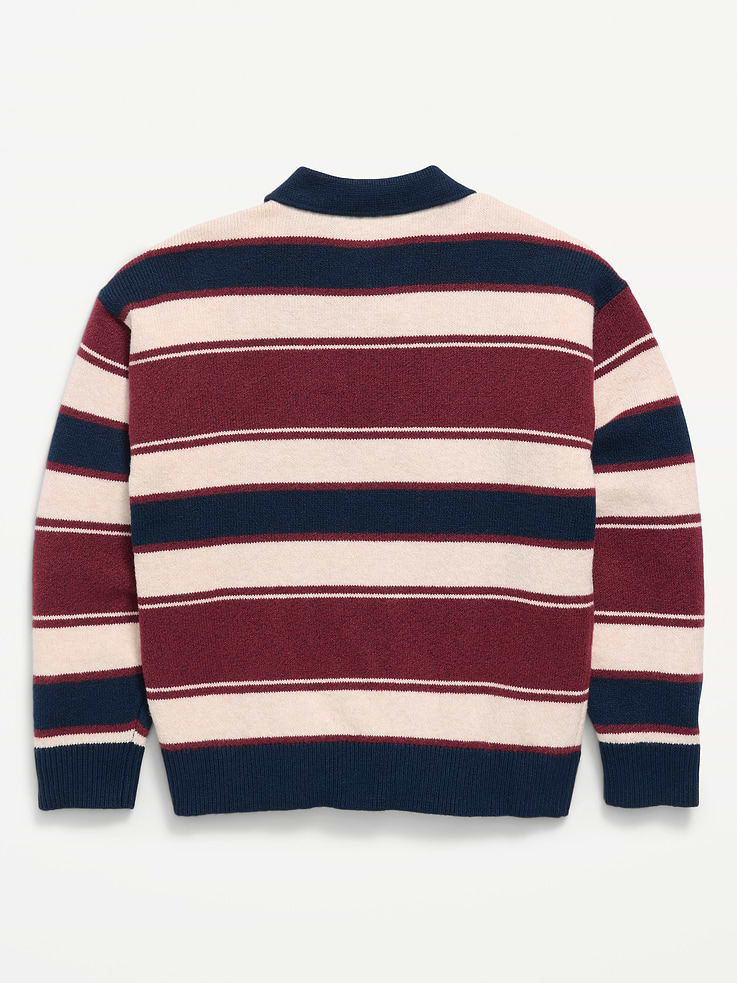 Image 2 of 2, SoSoft Oversized Collared Striped Sweater for Boys
