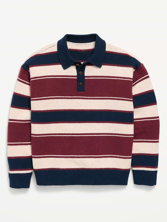 SoSoft Oversized Collared Striped Sweater for Boys