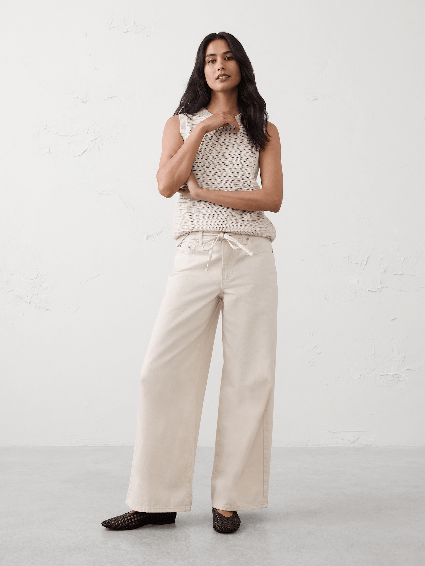 Image number 1 showing, Wide-Leg Mid-Rise Jean