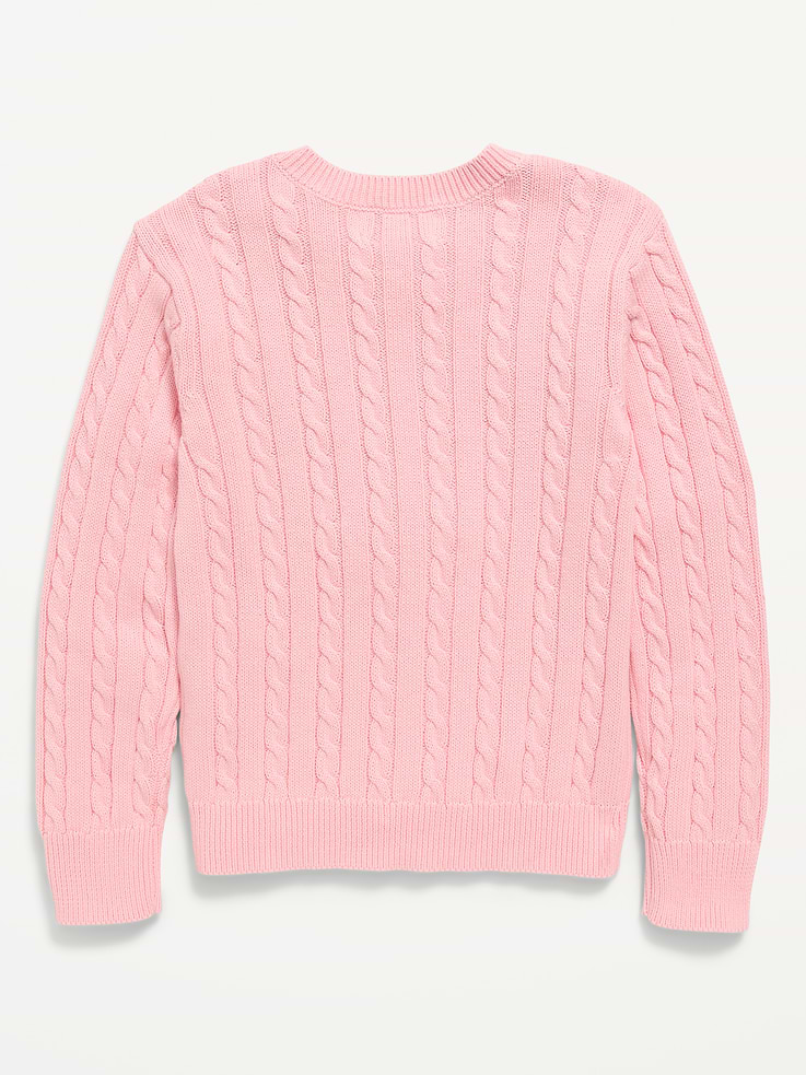 Image 2 of 2, Cable-Knit Cardigan Sweater for Girls