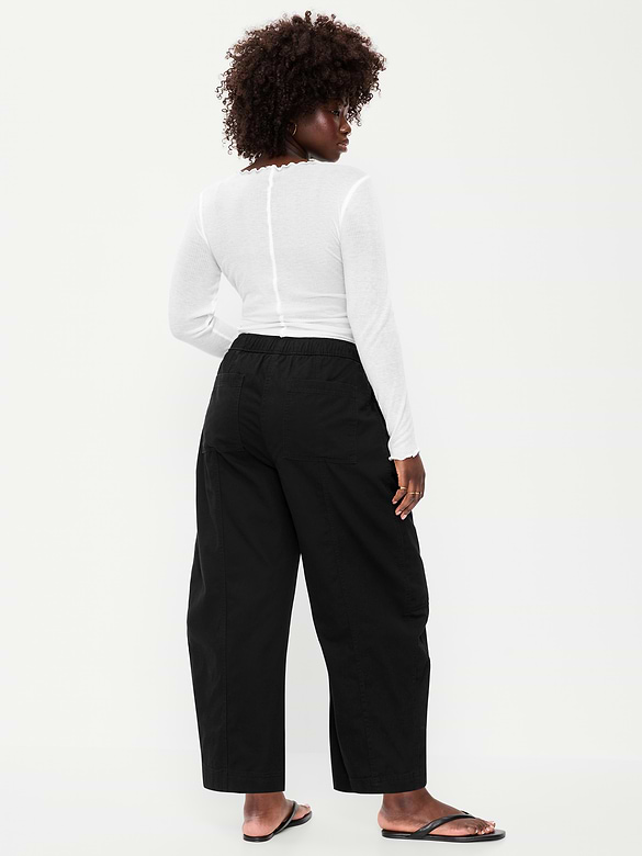 Mid-Rise Barrel-Leg Utility Pants