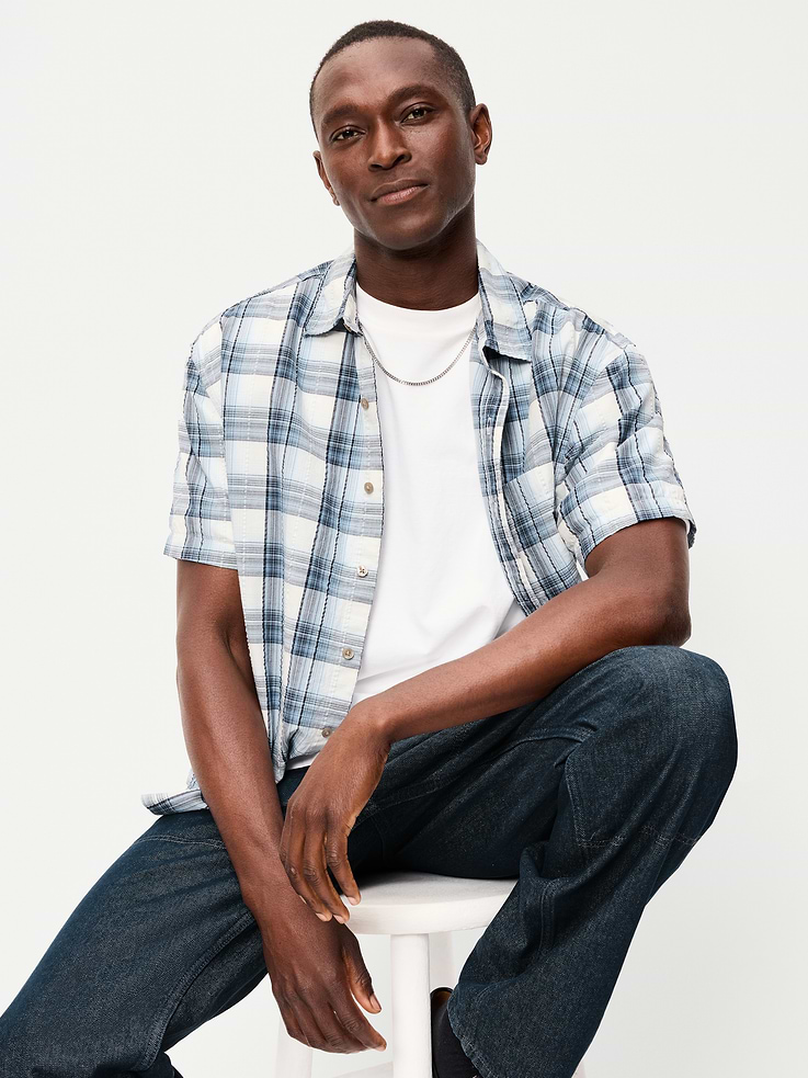 Image number 3 showing, Loose Fit Textured Plaid Pocket Shirt