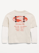 Image number 2 showing, Oversized Long-Sleeve 2-In-1 Graphic T-Shirt for Boys