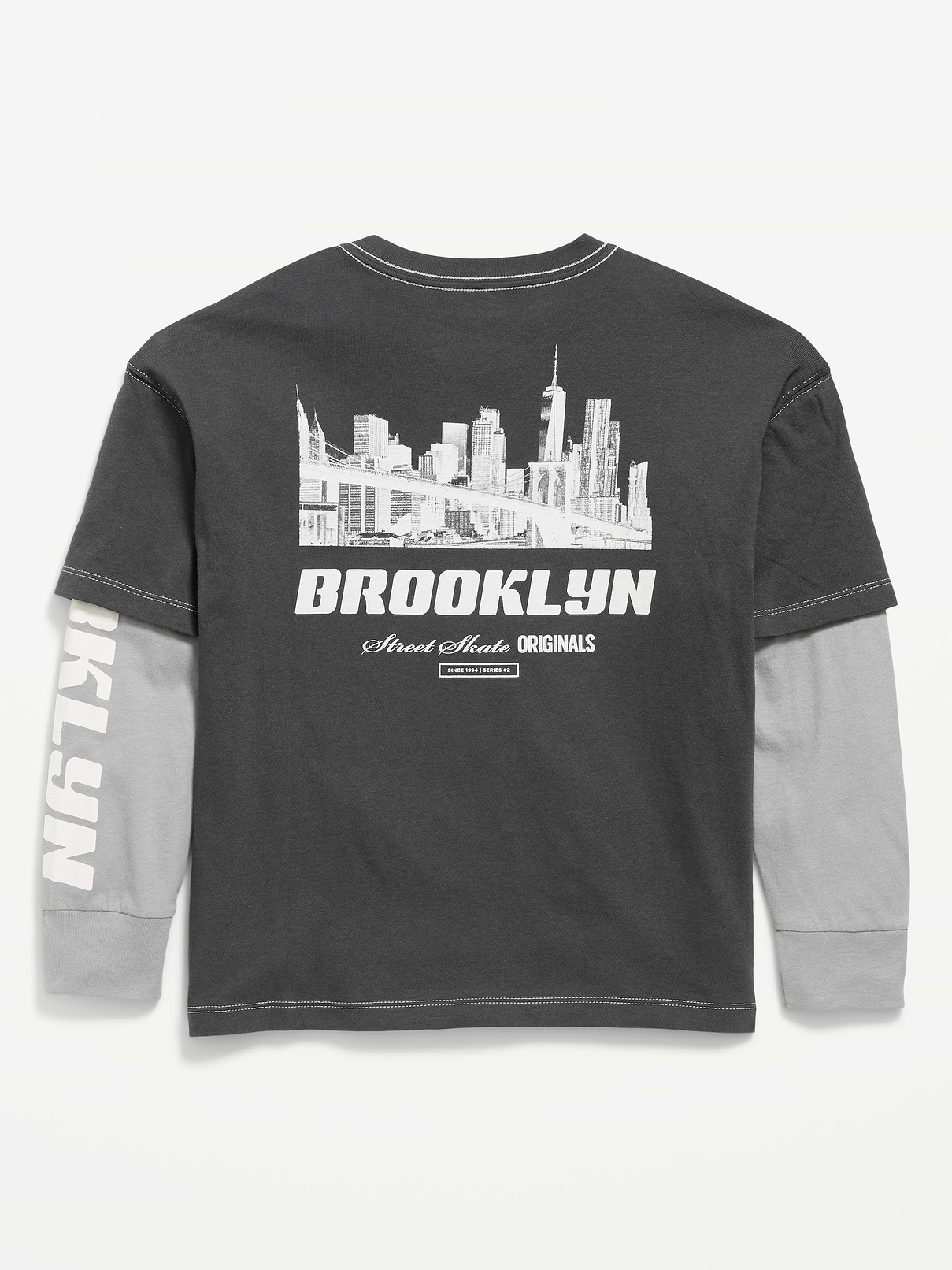 Image number 2 showing, Oversized Long-Sleeve 2-In-1 Graphic T-Shirt for Boys