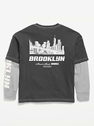 Image number 2 showing, Oversized Long-Sleeve 2-In-1 Graphic T-Shirt for Boys