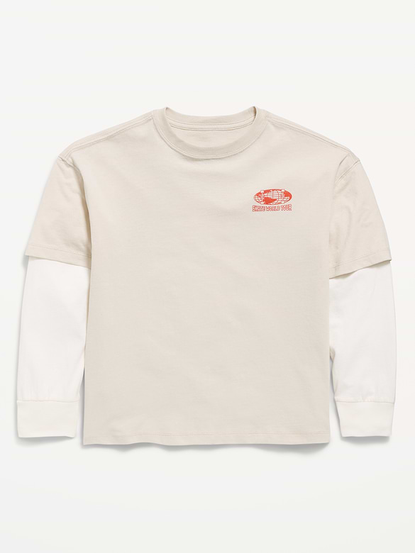 Oversized Long-Sleeve 2-In-1 Graphic T-Shirt for Boys