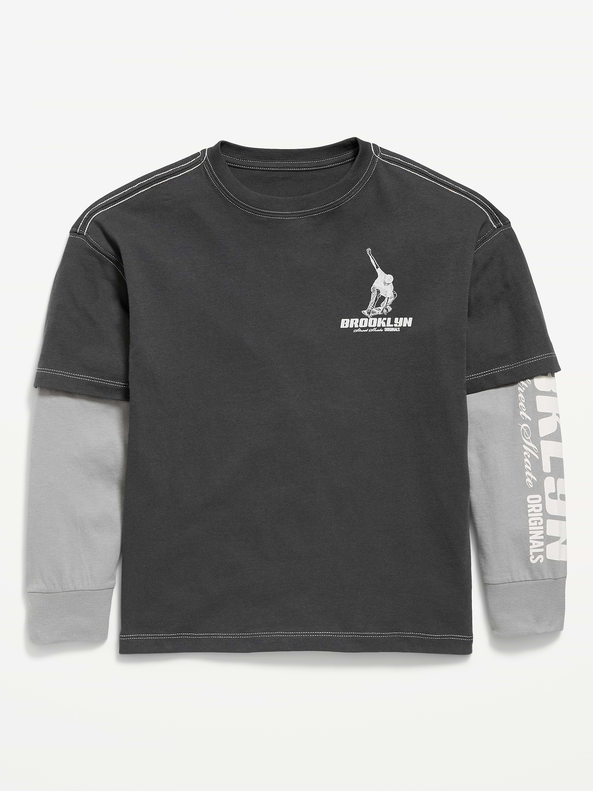Image number 1 showing, Oversized Long-Sleeve 2-In-1 Graphic T-Shirt for Boys