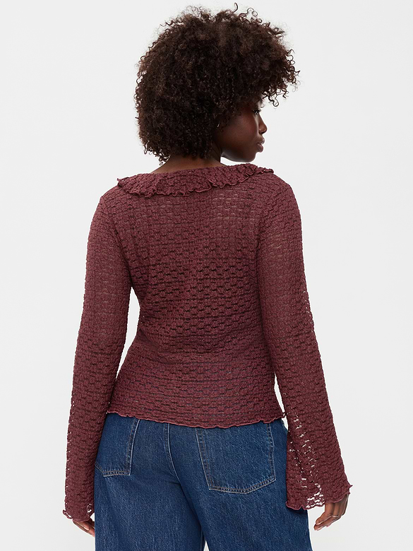 Fitted Bell-Sleeve Ruffle Top