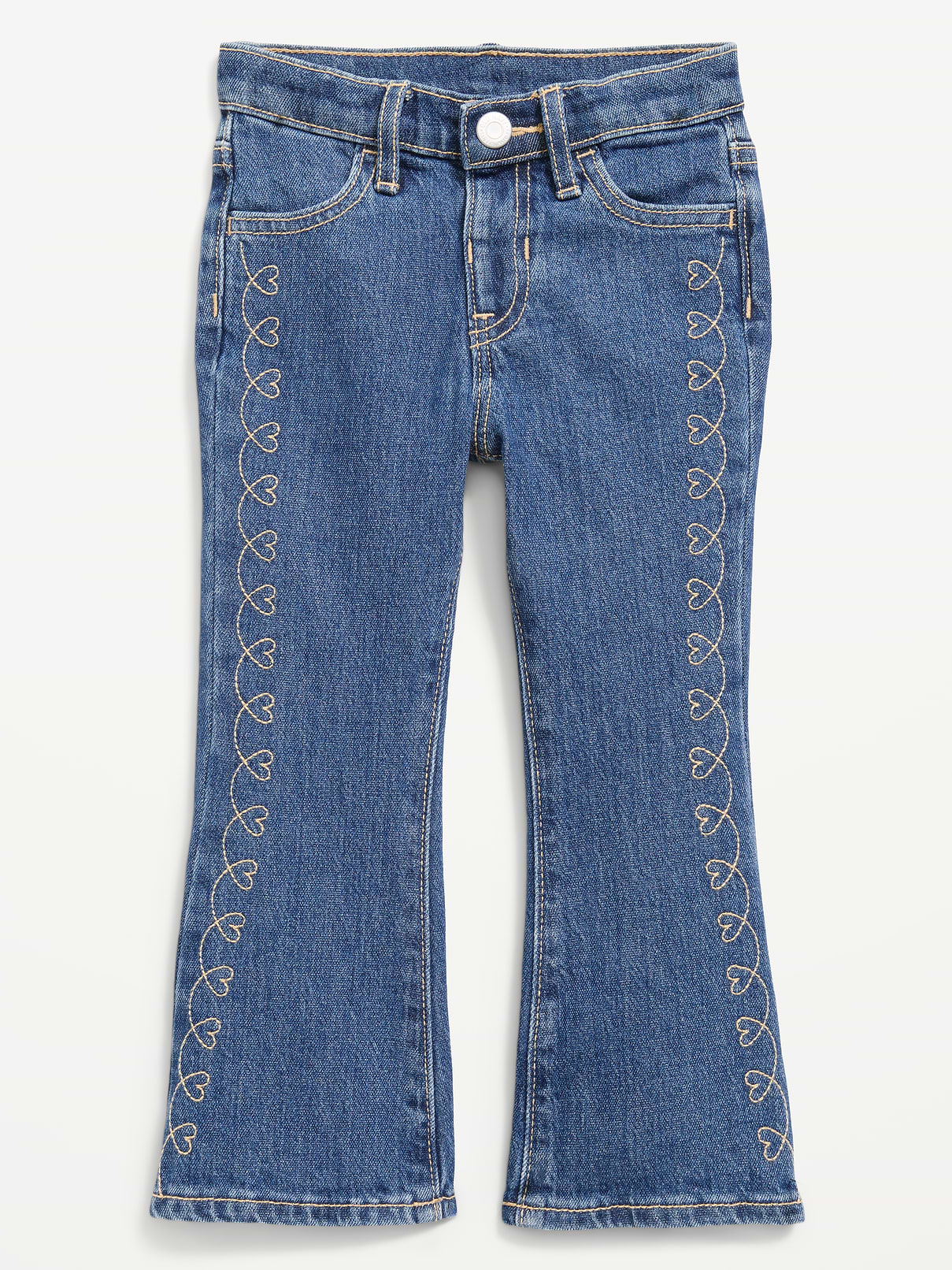 L'image numéro 3 présente Jean brodé à jambe évasée à taille haute pour toute-petite