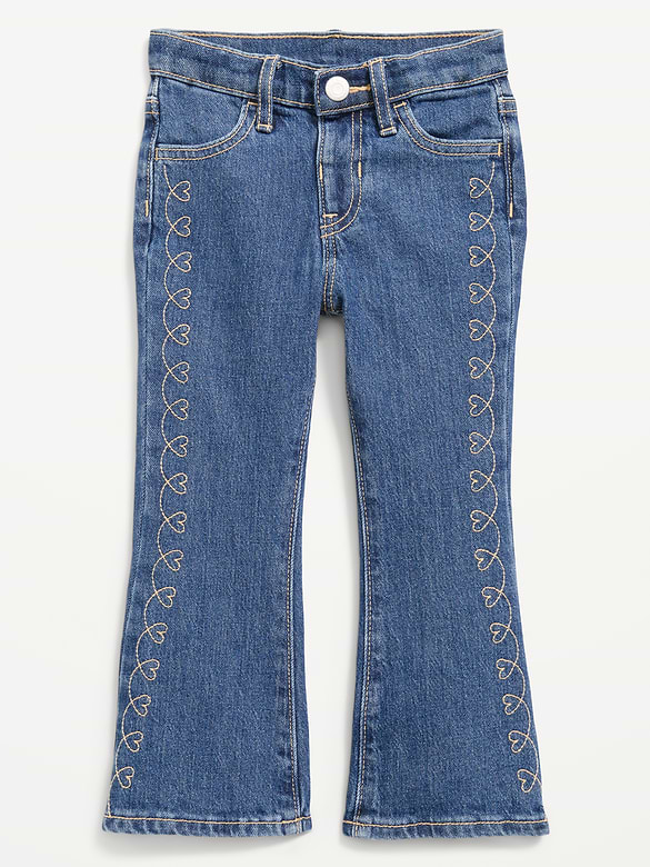 High-Waisted Embroidered Flare-Leg Jeans for Toddler Girls