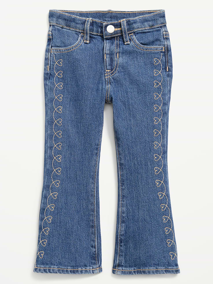 Image 3 of 5, High-Waisted Embroidered Flare-Leg Jeans for Toddler Girls