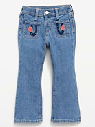 Image number 1 showing, High-Waisted Embroidered Flare-Leg Jeans for Toddler Girls