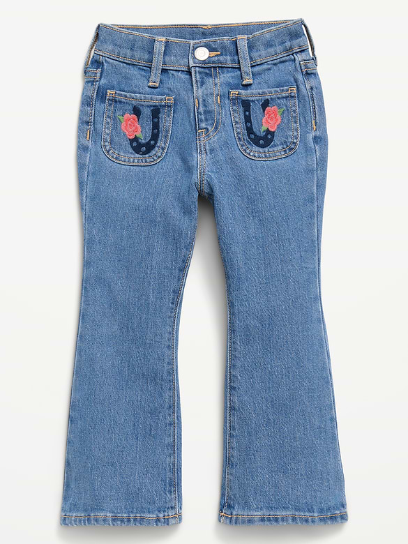 High-Waisted Embroidered Flare-Leg Jeans for Toddler Girls
