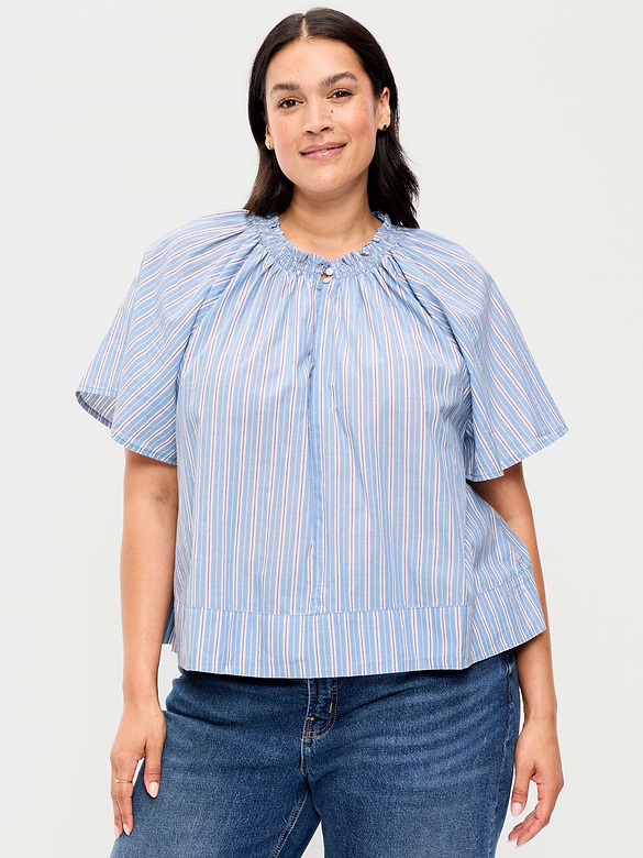 Loose Short-Sleeve Striped Top
