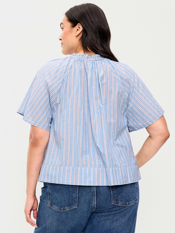 Loose Short-Sleeve Striped Top