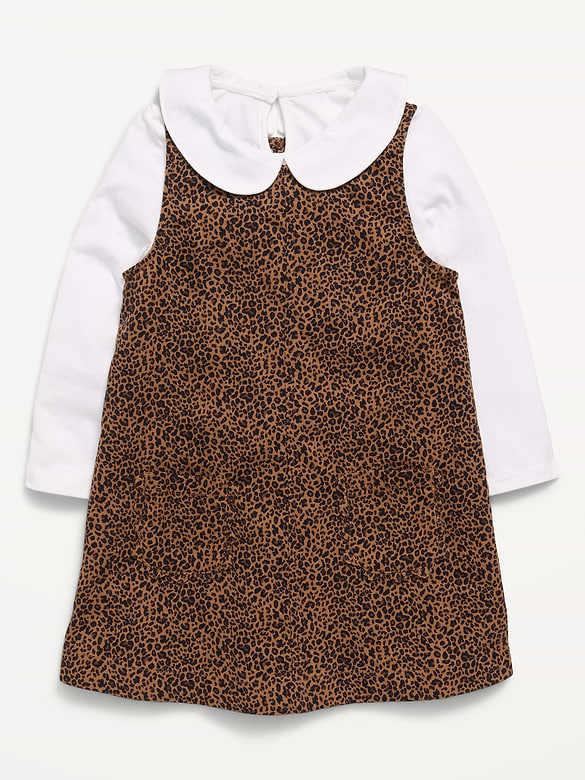 Collared Top and Dress Set for Toddler Girls