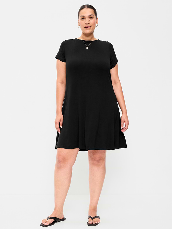 Short-Sleeve Mini Swing Dress
