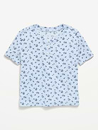 Image number 1 showing, Printed Short-Sleeve Pointelle-Knit Top for Toddler Girls