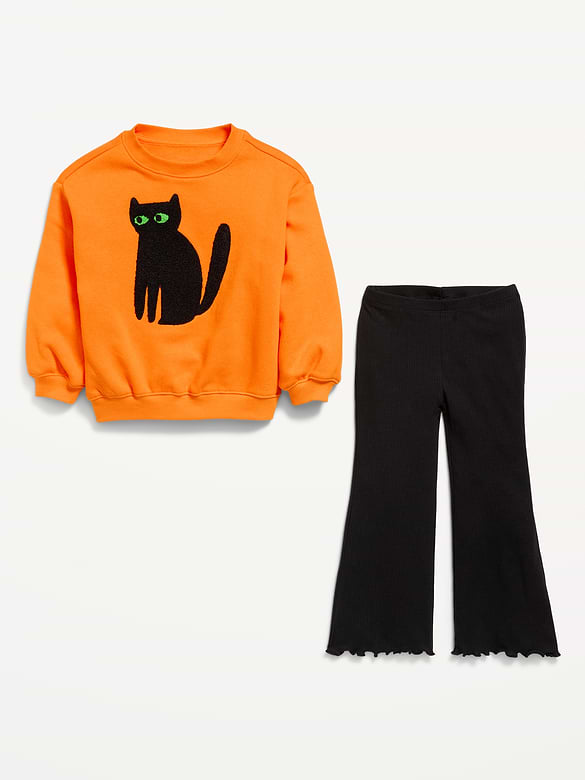Graphic Sweatshirt and Flared Legging Set for Toddler Girls