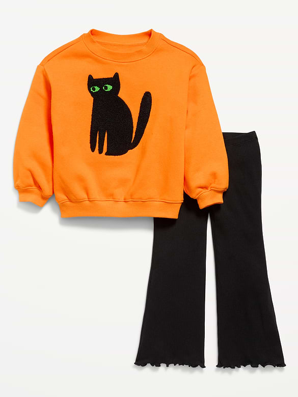 Graphic Sweatshirt and Flared Legging Set for Toddler Girls
