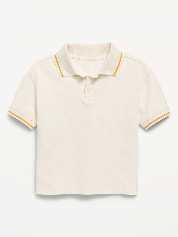 Oversized Short-Sleeve Pique Polo Shirt for Toddler Boys