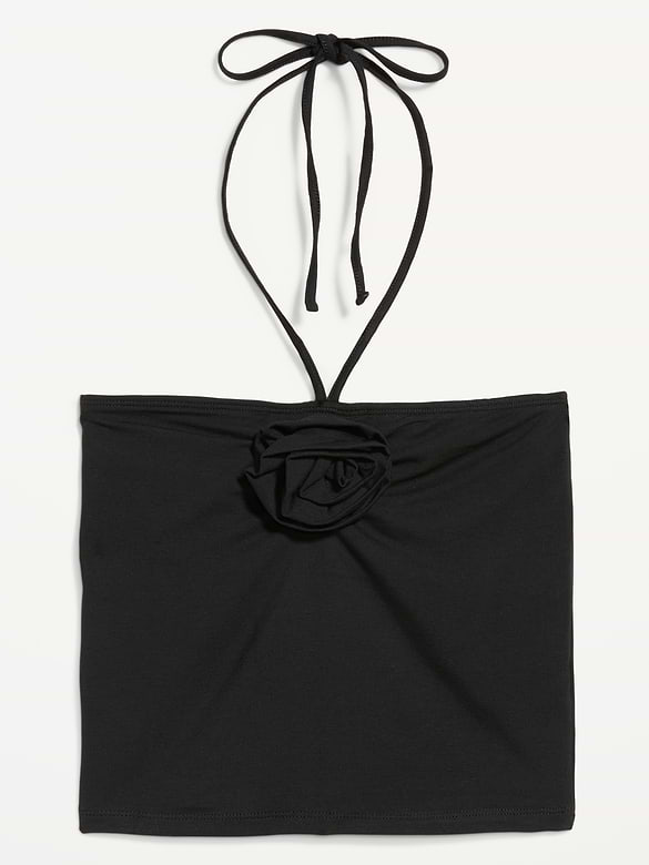 Tie-Neck Rosette Tube Top