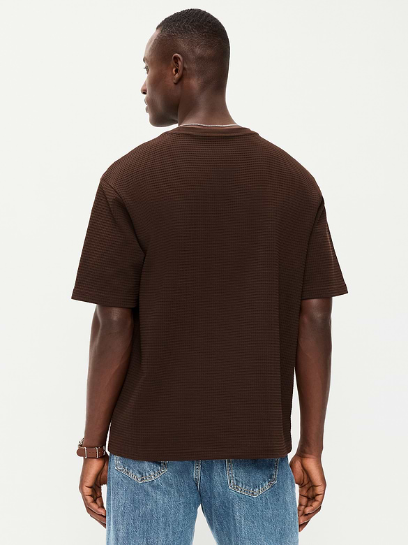 Loose Short-Sleeve Textured Waffle T-Shirt