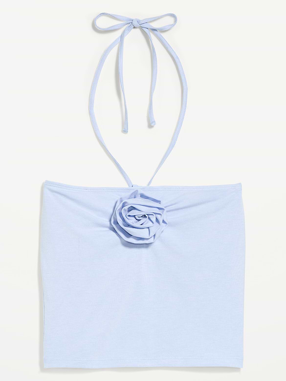 Tie-Neck Rosette Tube Top