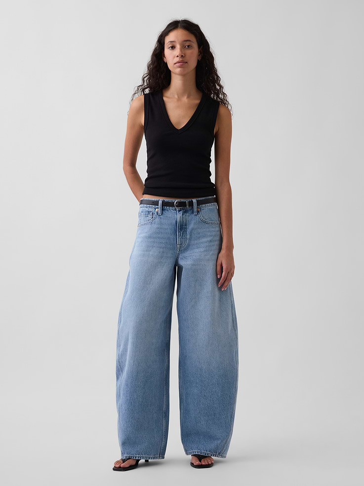 Image number 1 showing, Mid Rise Baggy Taper Jeans
