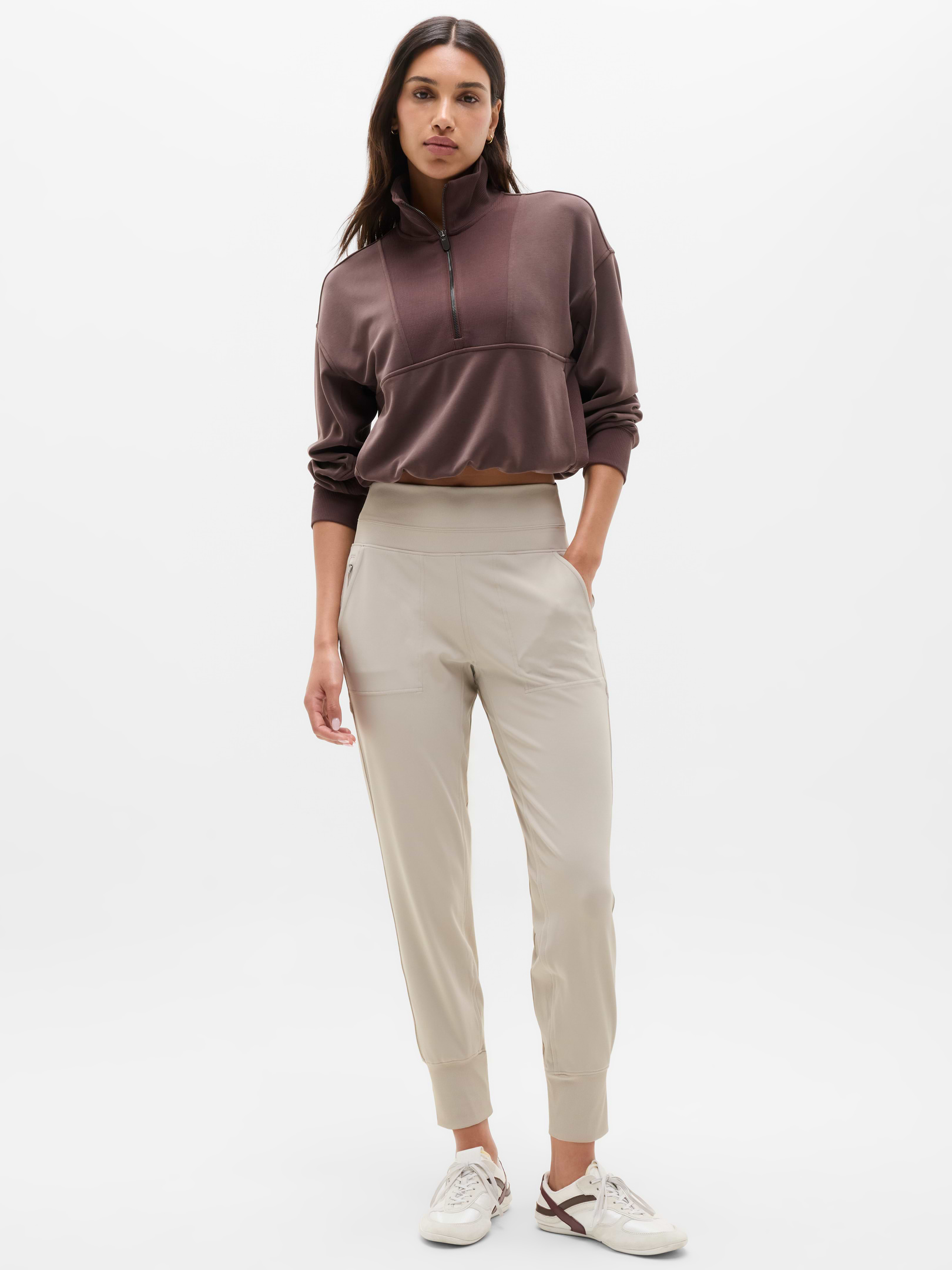 Image 1 of 7, FOR: Your workday commute and weekend travels, from meetings to meetups, FEEL: Sculptek Light fabric gives you full coverage and all-way stretch, FAVE: Easy-access secure pockets to stash your essentials, Relaxed, polished, and made for wearing on repeat, with back zip pockets to keep your essentials secure, Product #597888